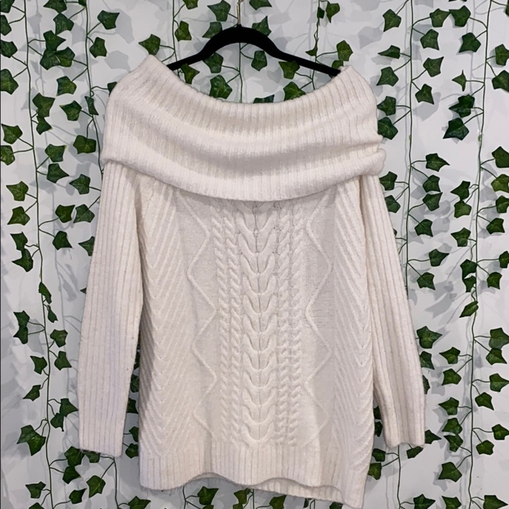 Oversized cable knit sweater dress